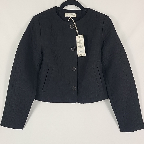 Zara Jackets & Blazers - NWT Zara Women's Short Black Quilted Jacket Gold Accent Buttons Sz M
